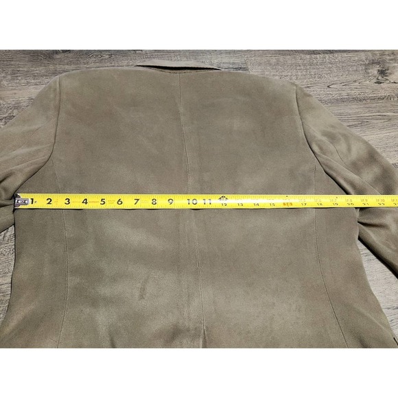 Vintage 90s Lanvin Paris Feather Suede Designer Suit Jacket Coat Blazer Mens 40R - Picture 8 of 12